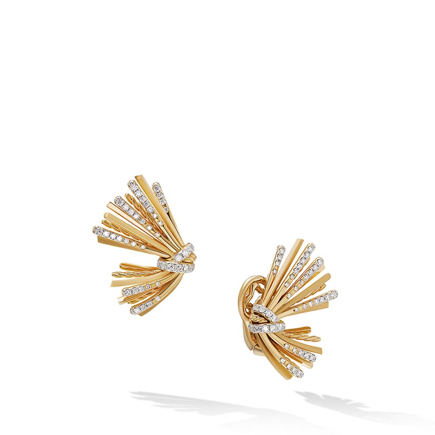 David Yurman Angelika™ Flair Drop Earrings in 18ct Yellow Gold with Pavé Diamonds
