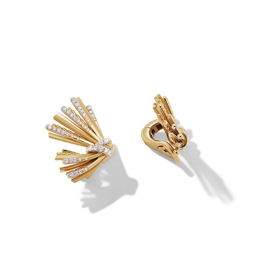 David Yurman Angelika™ Flair Drop Earrings in 18ct Yellow Gold with Pavé Diamonds