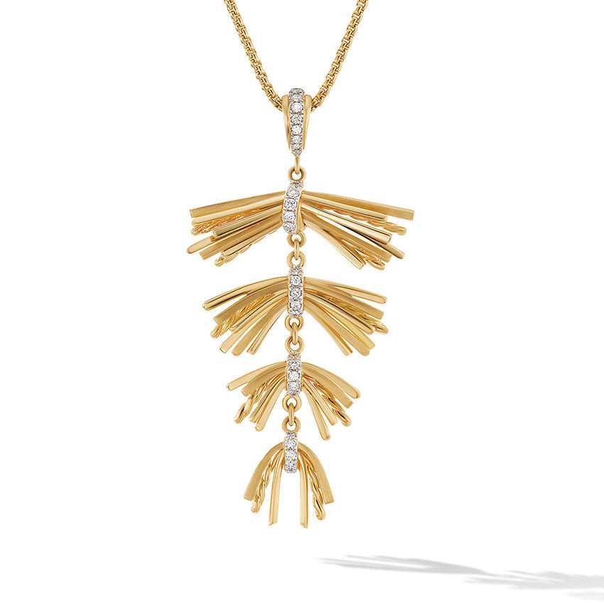David Yurman Angelika™ Fringe Pendant Necklace in 18ct Yellow Gold with Pavé Diamonds
